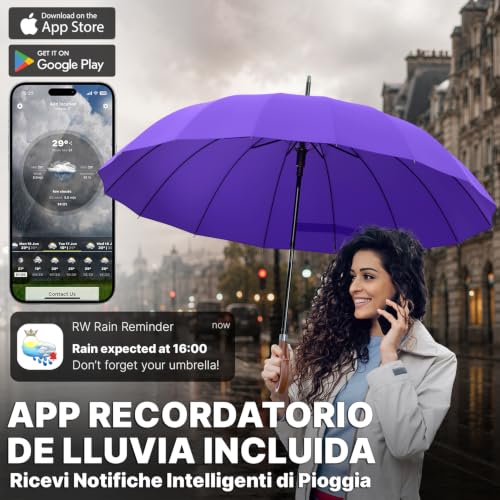 Thumbnail 3 de Royal Walk Ombrello grande automatico antivento, 16 stecche in fibra di vetro