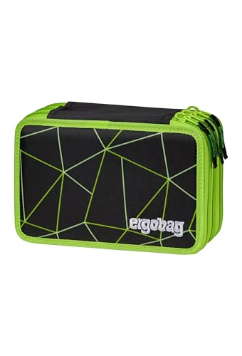 Detalle de ergobag Maxi Mäppchen CyBär Race – Schwarz: 40-teiliges Set mit drei Fächern und nachhaltiger Ausstattung