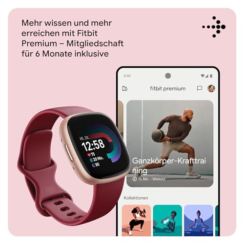 Thumbnail 8 de Fitbit Versa 4 Smartwatch mit Google Health Premium – 3 Monate Coaching, 6 Tage Akku, Raspberry Red / Kupferrosé
