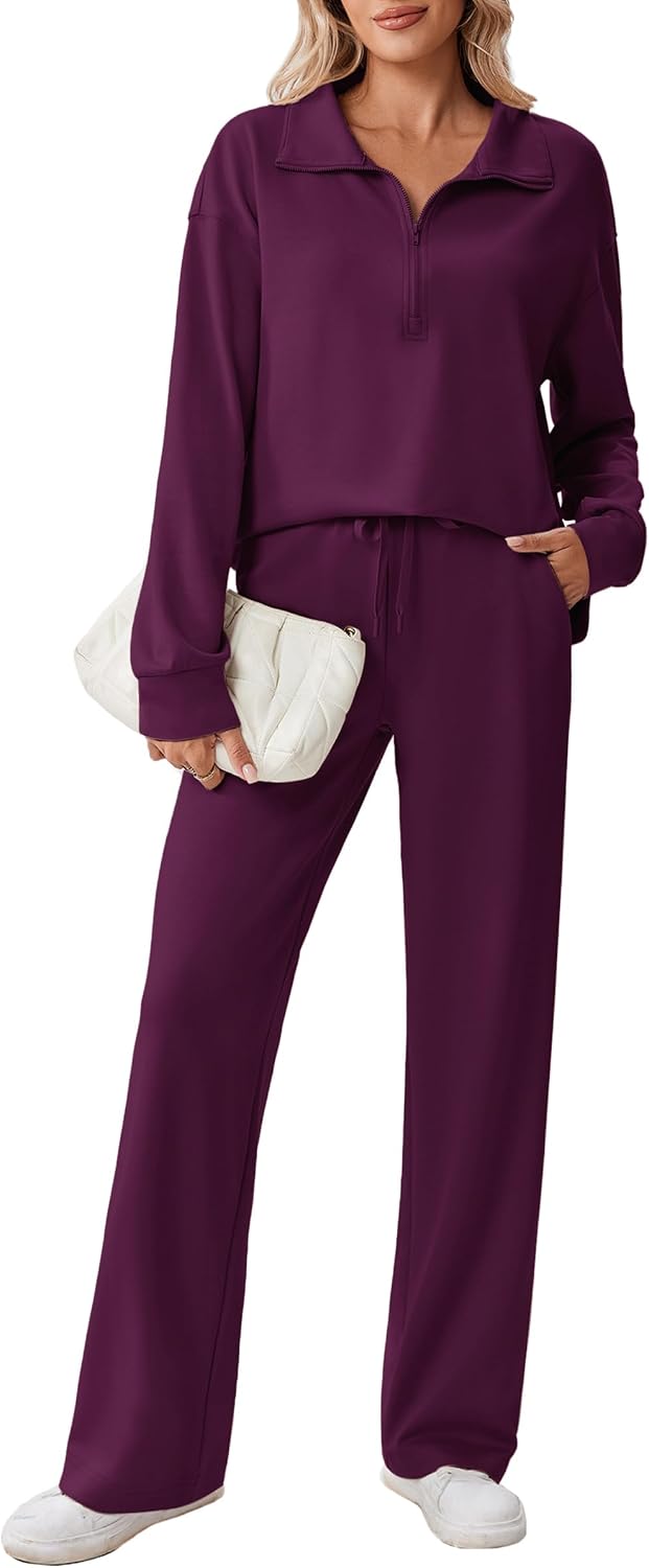 Detalle de PINSPARK Women's Half-Zip Sweatsuit Set with Lightweight Stretch Fabric