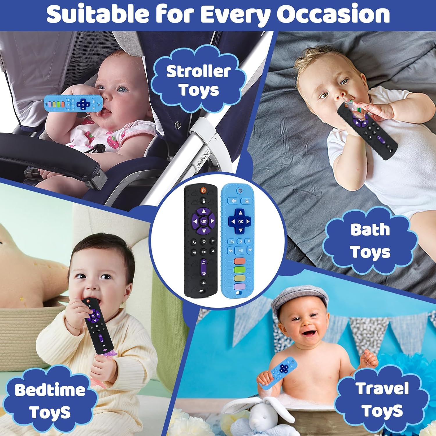 Thumbnail 6 de Zikenis Massaggia-gengive per neonati 2 pezzi, giocattolo telecomando per dentizione 0–12+ mesi (senza BPA)