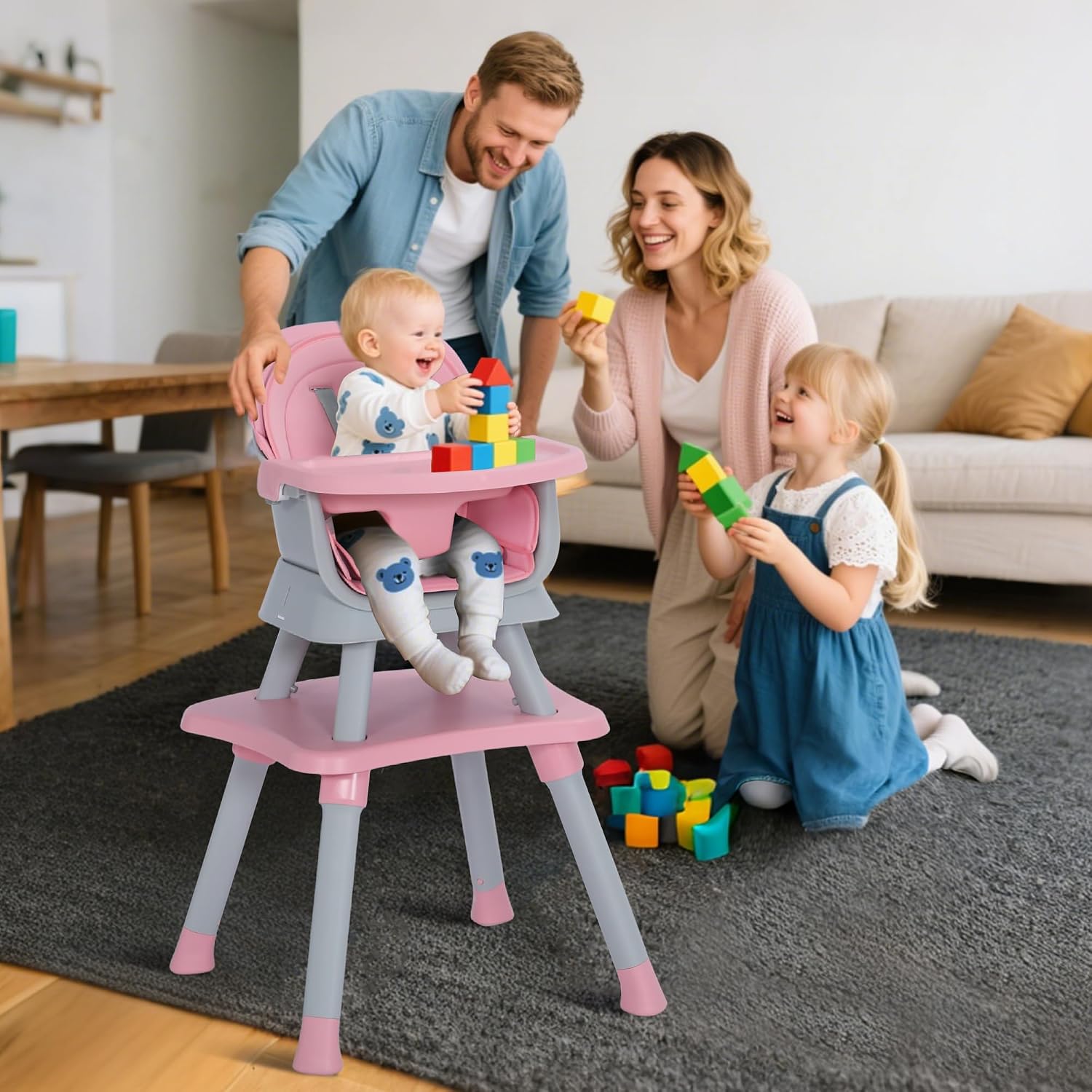 Thumbnail 5 de TODEFULL 8-in-1 Baby High Chair with Removable Tray and Convertible Seating