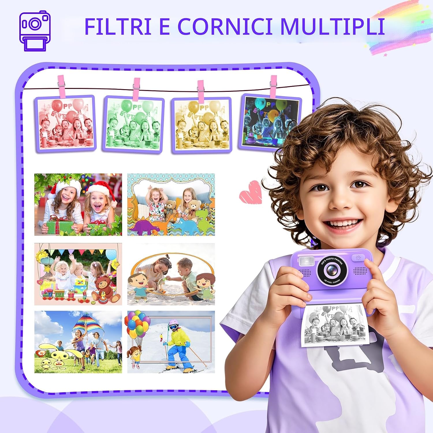 Thumbnail 5 de Subtail: Fotocamera istantanea per bambini 1080P, 32 GB, guida fidata per selfie e momenti creativi dai 3 ai 12 anni