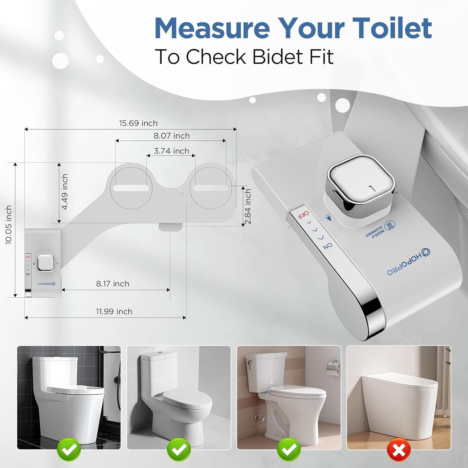 Thumbnail 4 de Hopopro EB015F02 Non-Electric Bidet Attachment with Dual Wash Nozzles