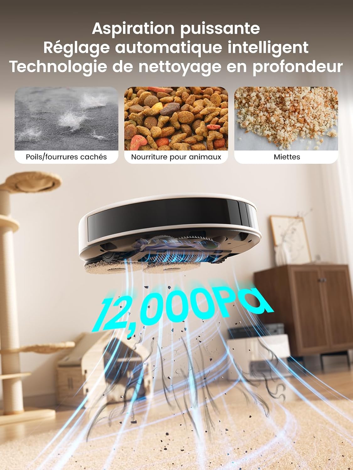 Detalle 2 de Lefant M3 Robot Aspirateur Laveur avec Station Multifonctionnelle — 12 000 Pa, Navigation dToF, 220 min d’autonomie