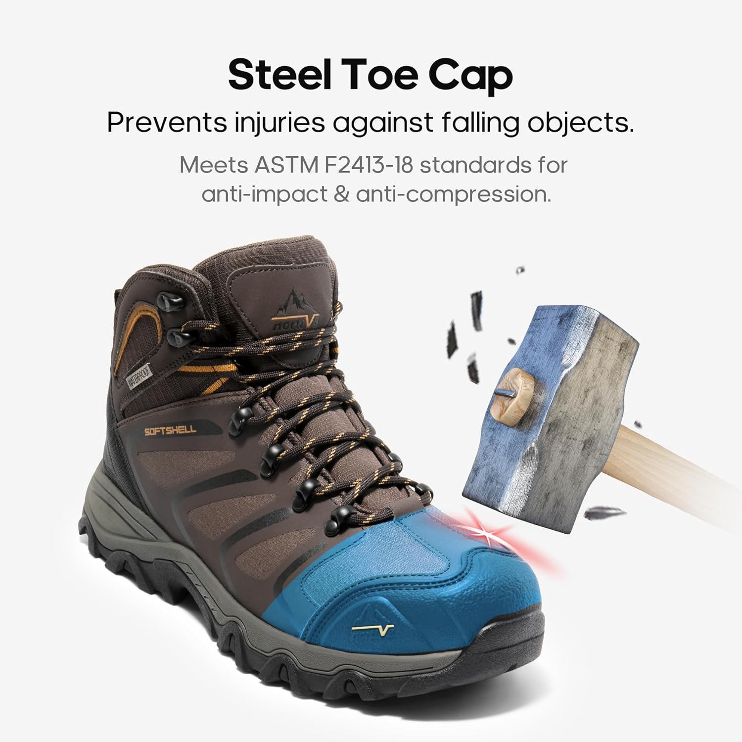 Detalle de NORTIV 8 scarponi da trekking uomo impermeabili: comfort e antiscivolo per escursioni