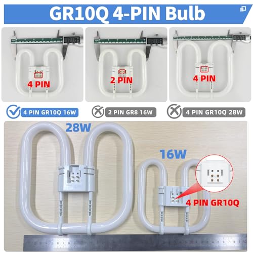 Detalle de Liuyife GR10q 4-Pin 16W CFL Light Bulb (13.3 x 13.3 cm) Non-Dimmable Warm White 3500K