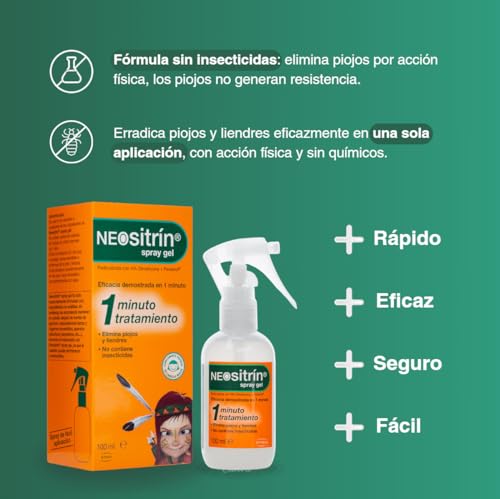 Detalle de Neositrín Spray Gel Antipiojos: tratamiento sin insecticidas en 1 minuto y 1 única aplicación