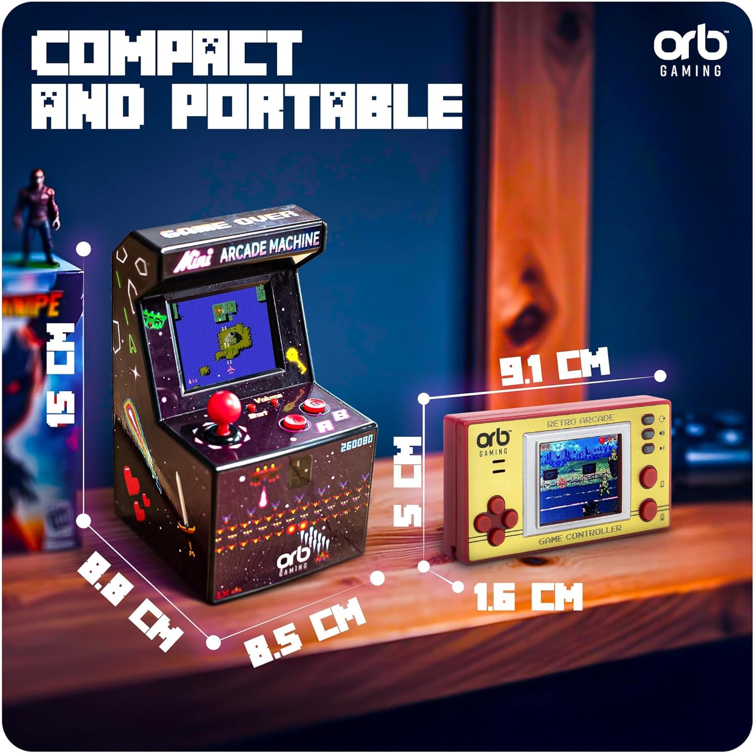Thumbnail 4 de Orb Mini Retro Handheld Games Console & Arcade Bundle with 150 and 240 built-in games