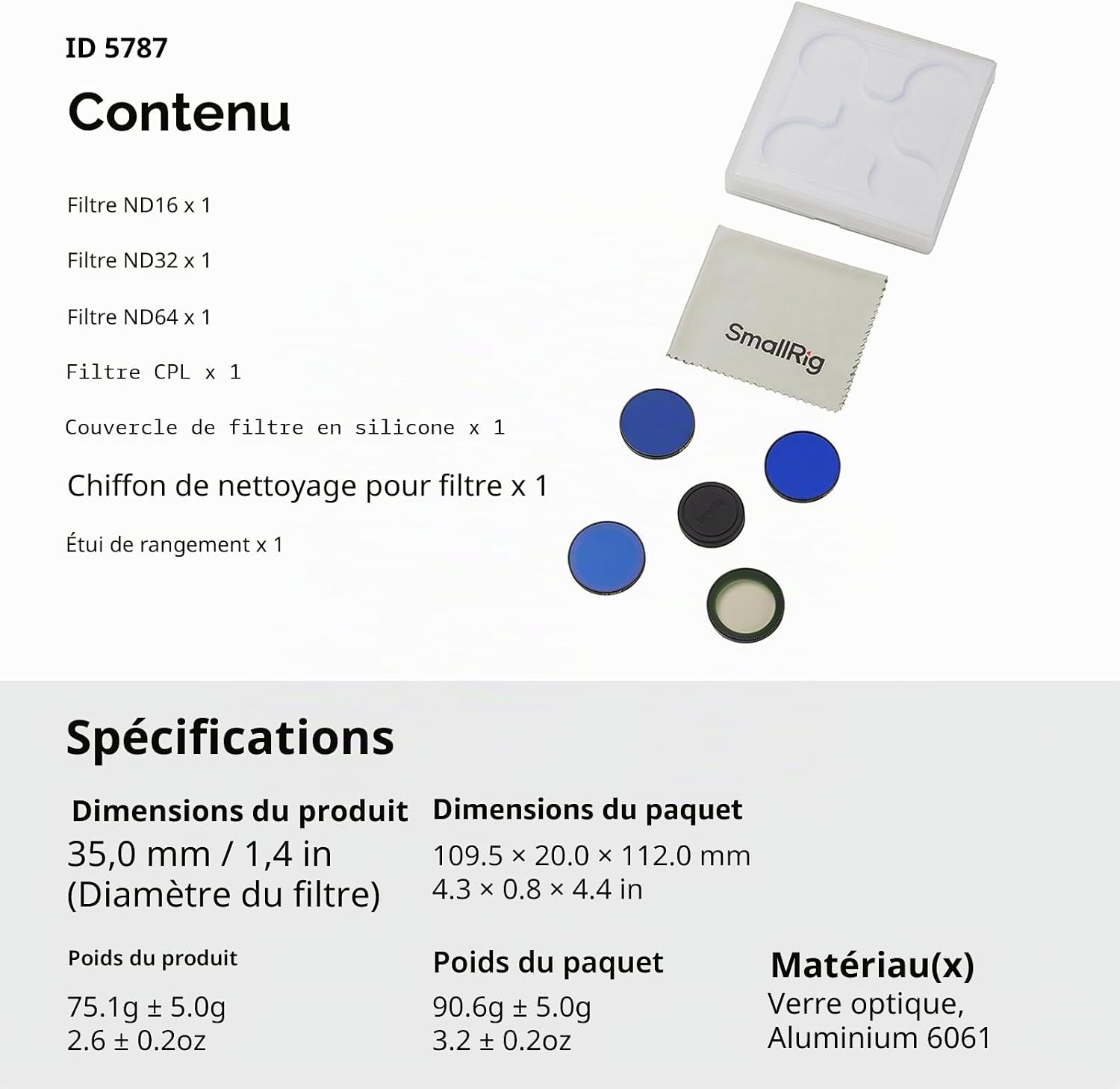 Thumbnail 6 de SMALLRIG Kit de filtres pour DJI Osmo Nano : CPL + ND16, ND32 et ND64