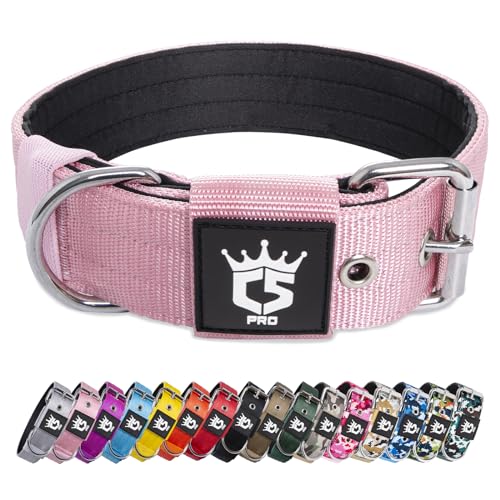 Detalle de TSPRO Collar Táctico 3,8 cm Rosado L 🐕