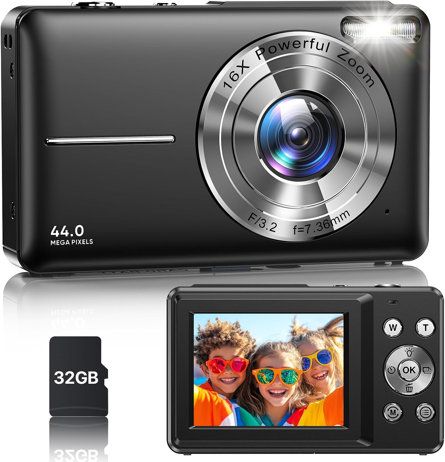 Detalle de Digital Camera (Latest FHD 1080P) with Built-in Fill Light, 16X Zoom, SD Card Anti-Shake — Point-and-Shoot for Teens, Kids, and Beginners