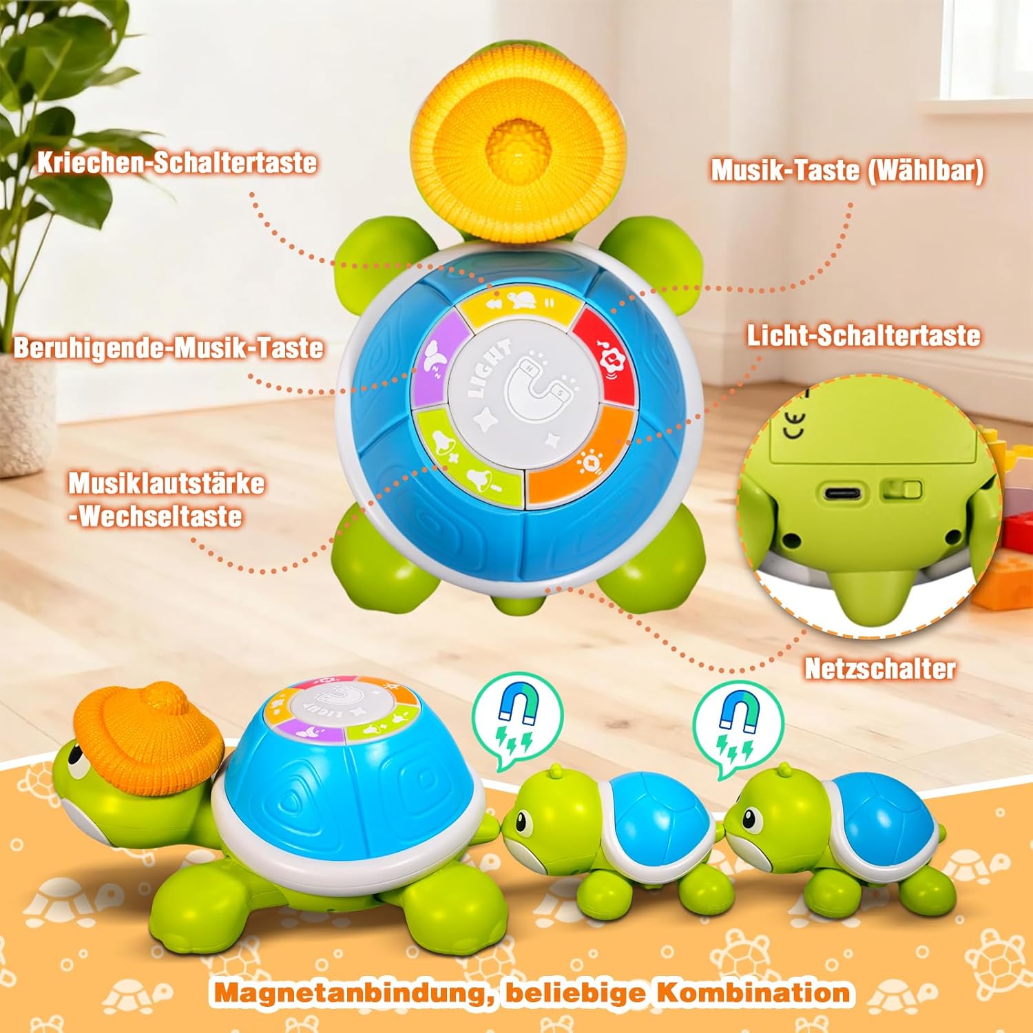 Thumbnail 1 de HILKKET Baby Krabbel Spielzeug mit Licht und Musik (3-tlg.) für 3–9 Monate