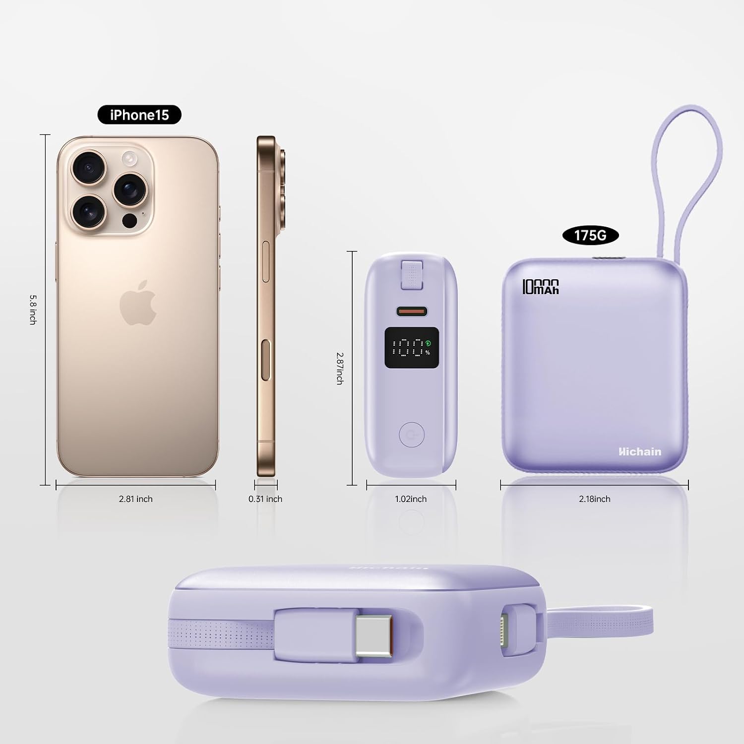 Detalle 2 de Hichain Power Bank 10000mAh ricarica rapida
