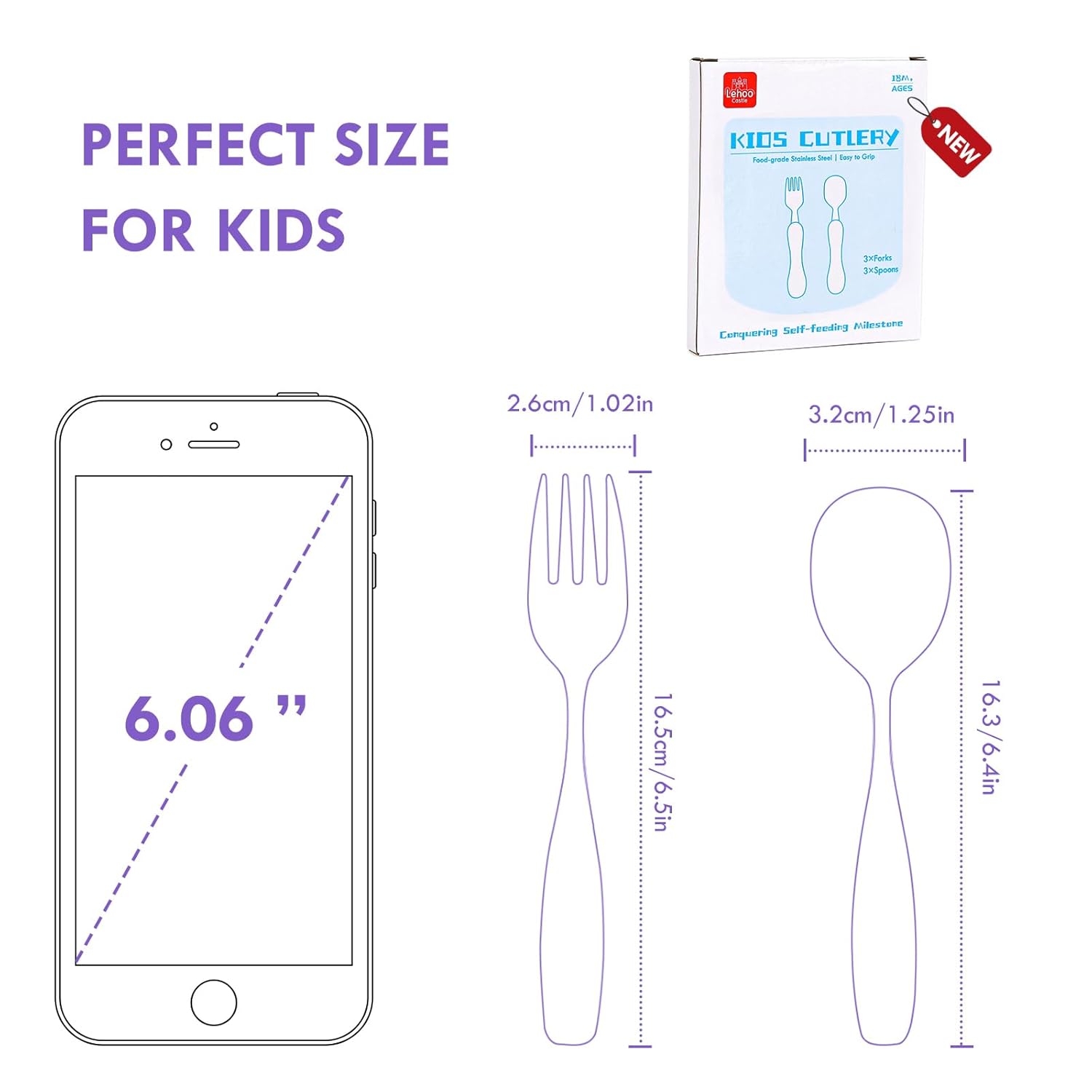 Thumbnail 6 de Lehoo Castle 6-teiliges Kinderbesteck ab 1 Jahr (Edelstahl & kindersicheres Plastik)