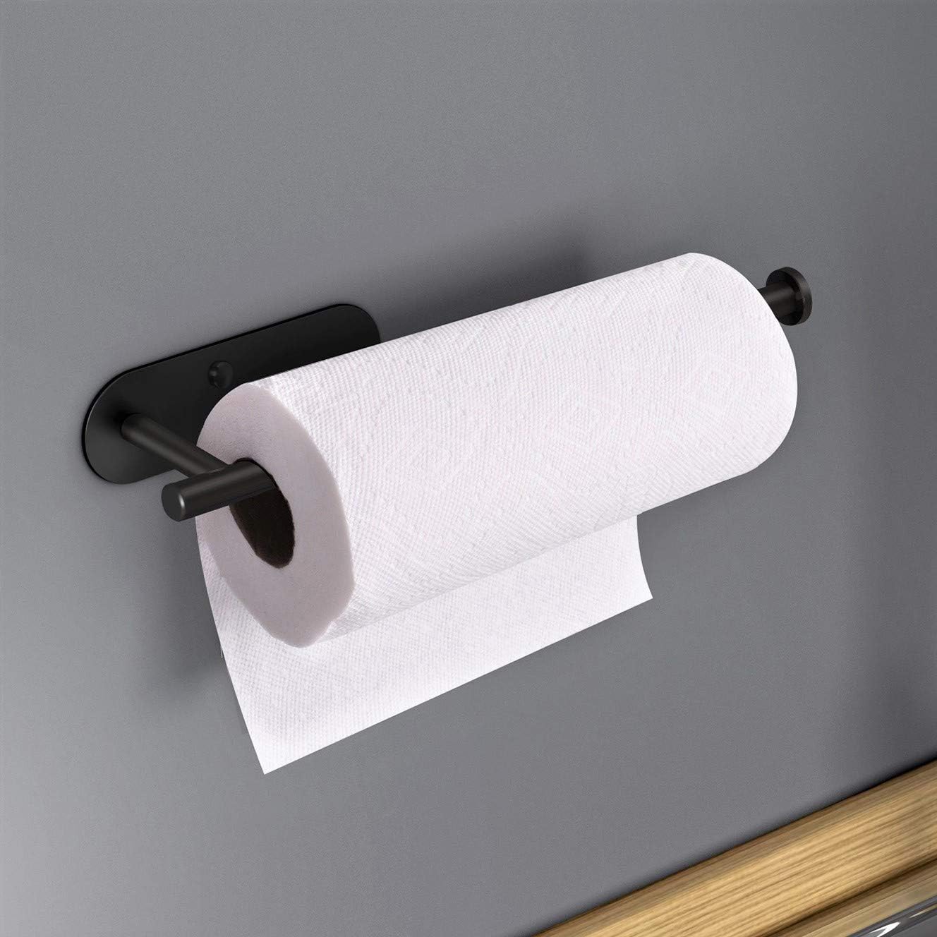 Thumbnail 4 de VAEHOLD Adhesive Paper Towel Holder Under Cabinet Wall Mount – Black Stainless Steel