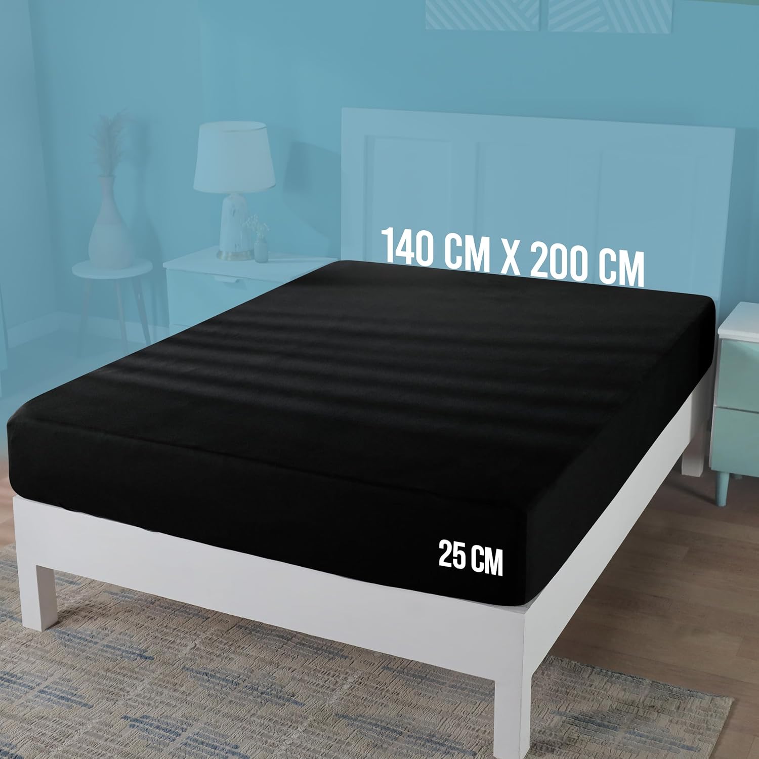 Thumbnail 2 de Utopia Bedding Jersey Spannbettlaken Schwarz 140 x 200 cm, Matratzenhöhe bis 25 cm – Baumwollmischung Jersey