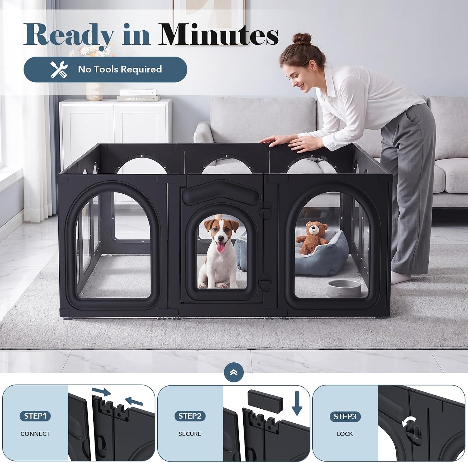 Detalle de Acrylic Dog Playpen, 8 Panels