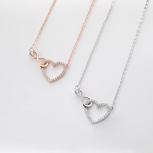 Detalle de Meissa Collar Plata Mujer Infinito Corazón: gargantilla 925 con circonitas