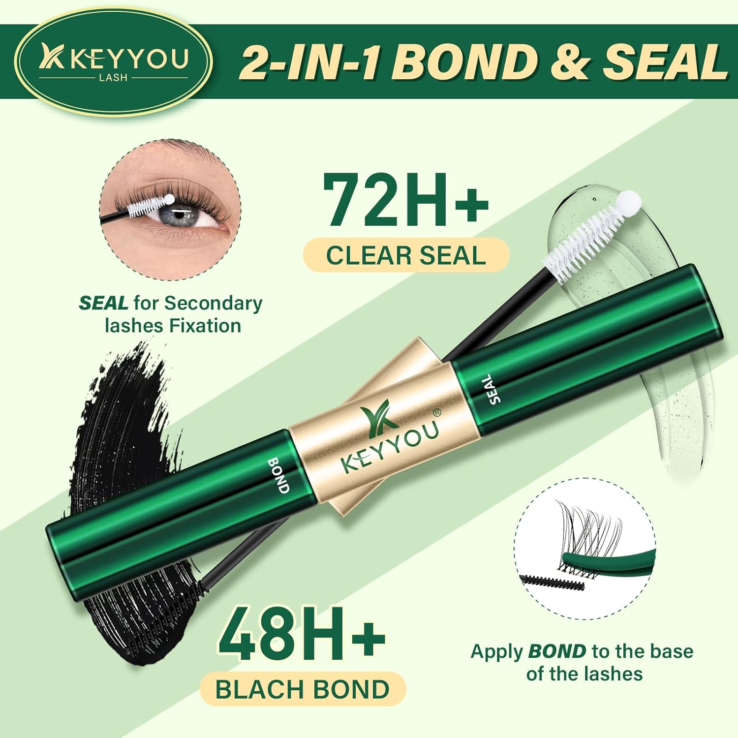 Thumbnail 1 de KEYYOU Lash Bond and Seal Waterproof Lash Cluster Glue (72H) – 2-in-1 Black, 10ml