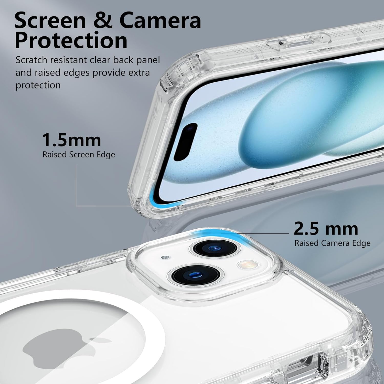 Thumbnail 4 de Coque XTCASE pour iPhone 15 magnétique compatible MagSafe, transparente avec protection écran intégrée