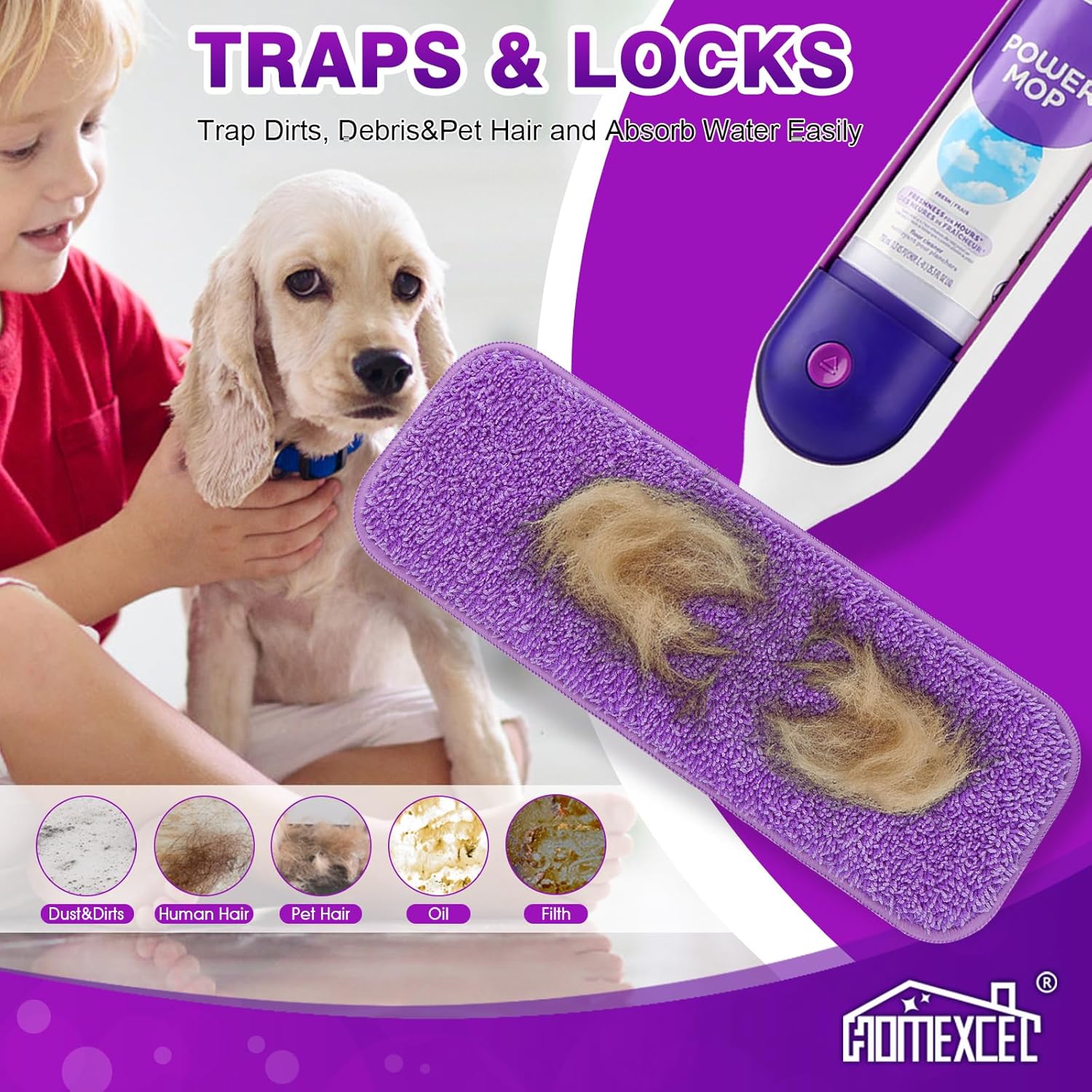 Thumbnail 5 de HOMEXCEL Reusable Microfiber Mop Pads 8-pack 🧹