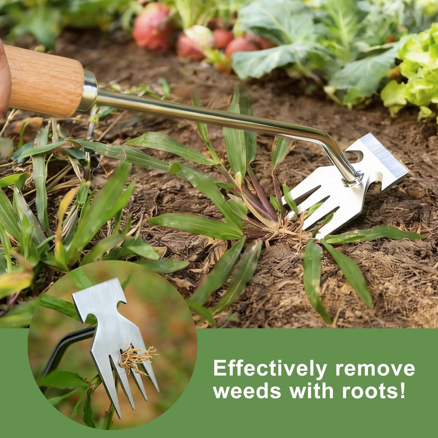 Thumbnail 2 de Orelex Weed Puller – professional weeding tool with rustproof stainless steel and wooden handle