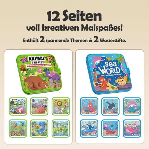 Thumbnail 1 de cabaro 2er Set EVA Wassermalbuch – für Kinder ab 3 Jahre, wasserfest und reißfest