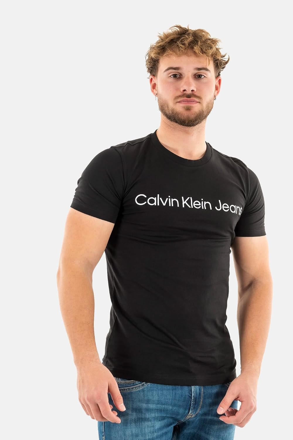 Detalle de Calvin Klein J30J322552 Men's Short-Sleeved T-Shirt, Black, XL