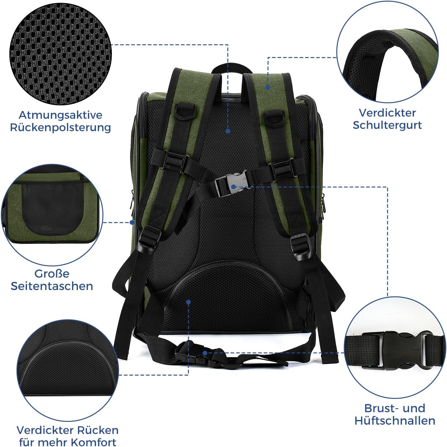 Thumbnail 6 de apollo walker HundeRucksack und KatzenRucksack für Kleine Haustiere – Gepolsterter Rückenstütze, belüfteter Tierrucksack 2–15 kg
