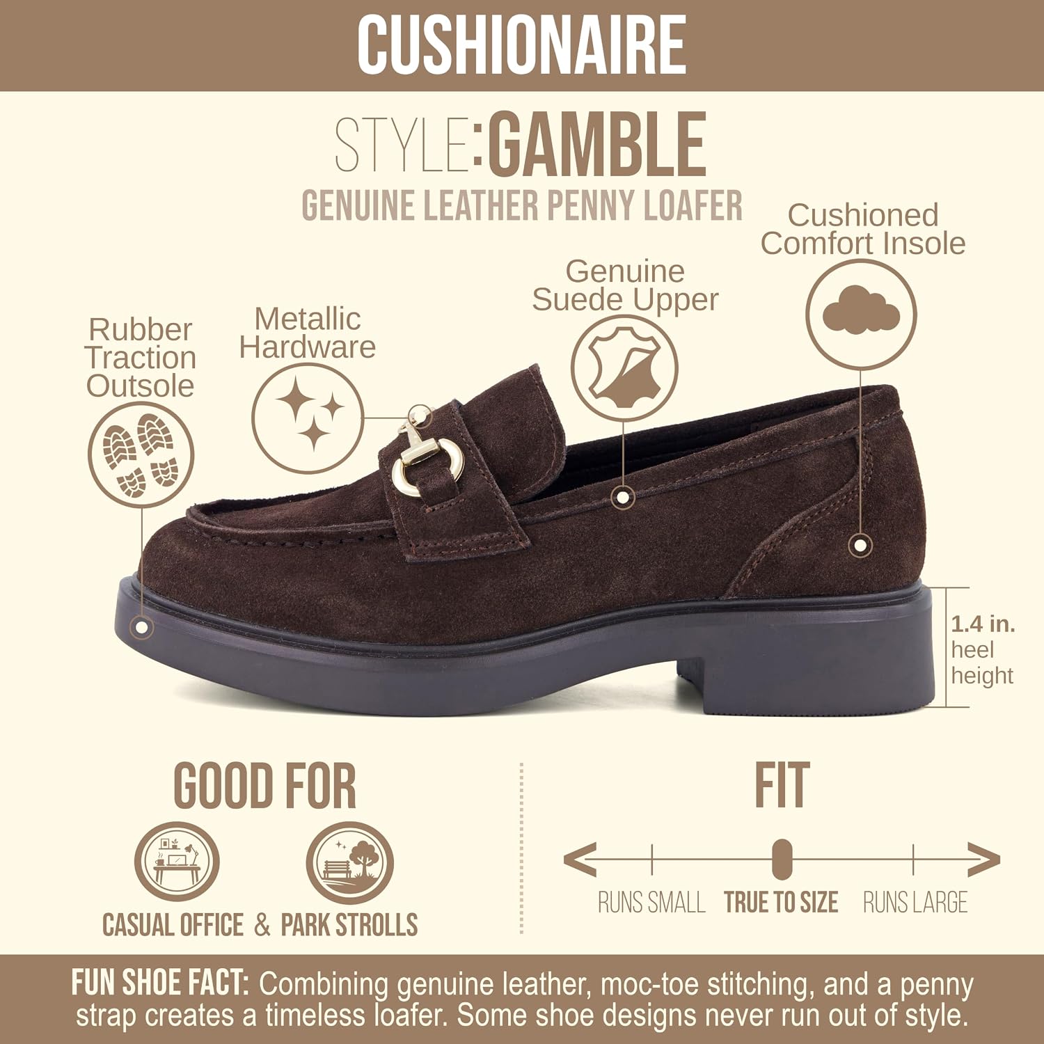 Detalle 2 de CUSHIONAIRE Women's Loafers in Genuine Leather