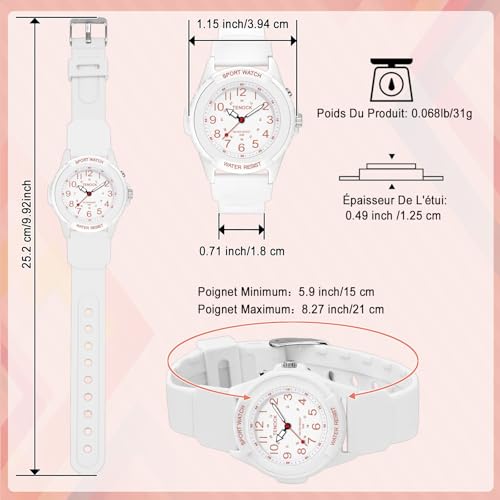 Detalle 2 de TENOCK Montre de sport pour femmes – montre analogique quartz étanche 50 m avec veilleuse