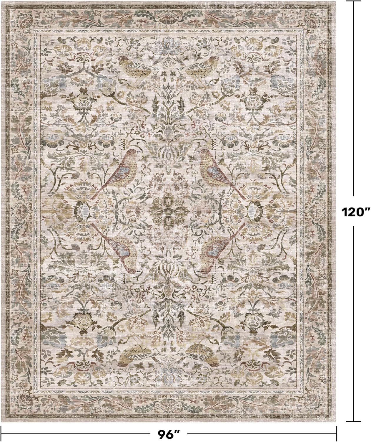 Thumbnail 1 de Vintage Moss Green 8x10 Washable Area Rug by Hazo Haus