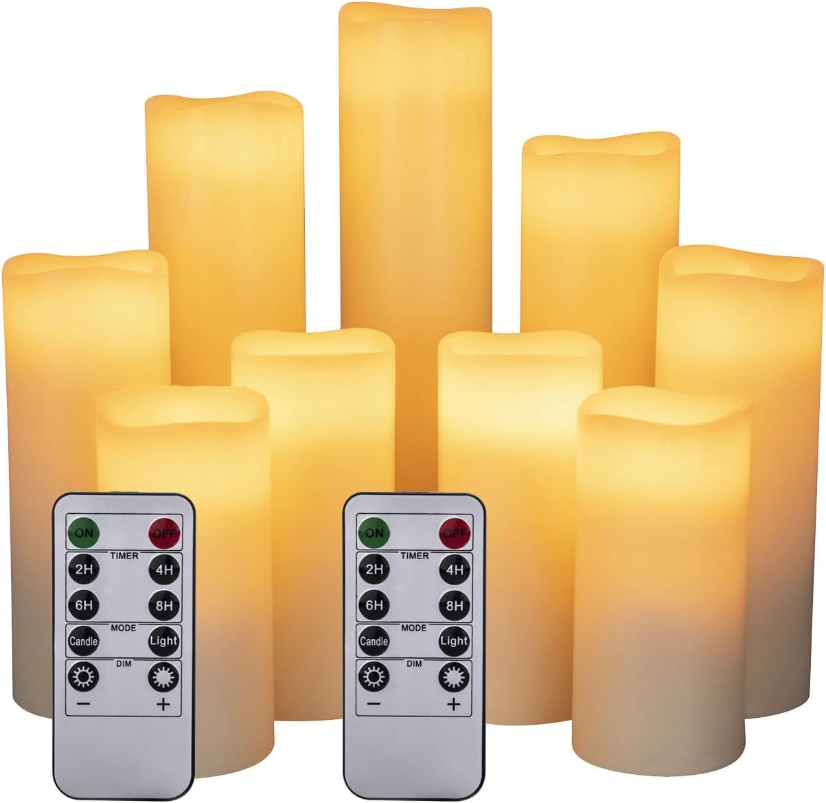 HANZIM LED Flameless Candles (Ivory) with 10-key remote and 24-hour timer
