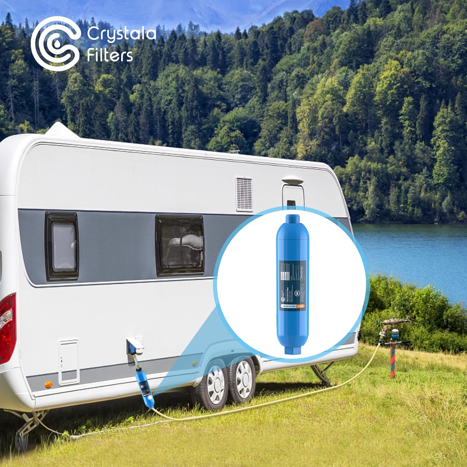 Detalle 2 de CRYSTALA RV/Camper Inline Water Filter (3-Pack) for Chlorine, Odors & Sediment