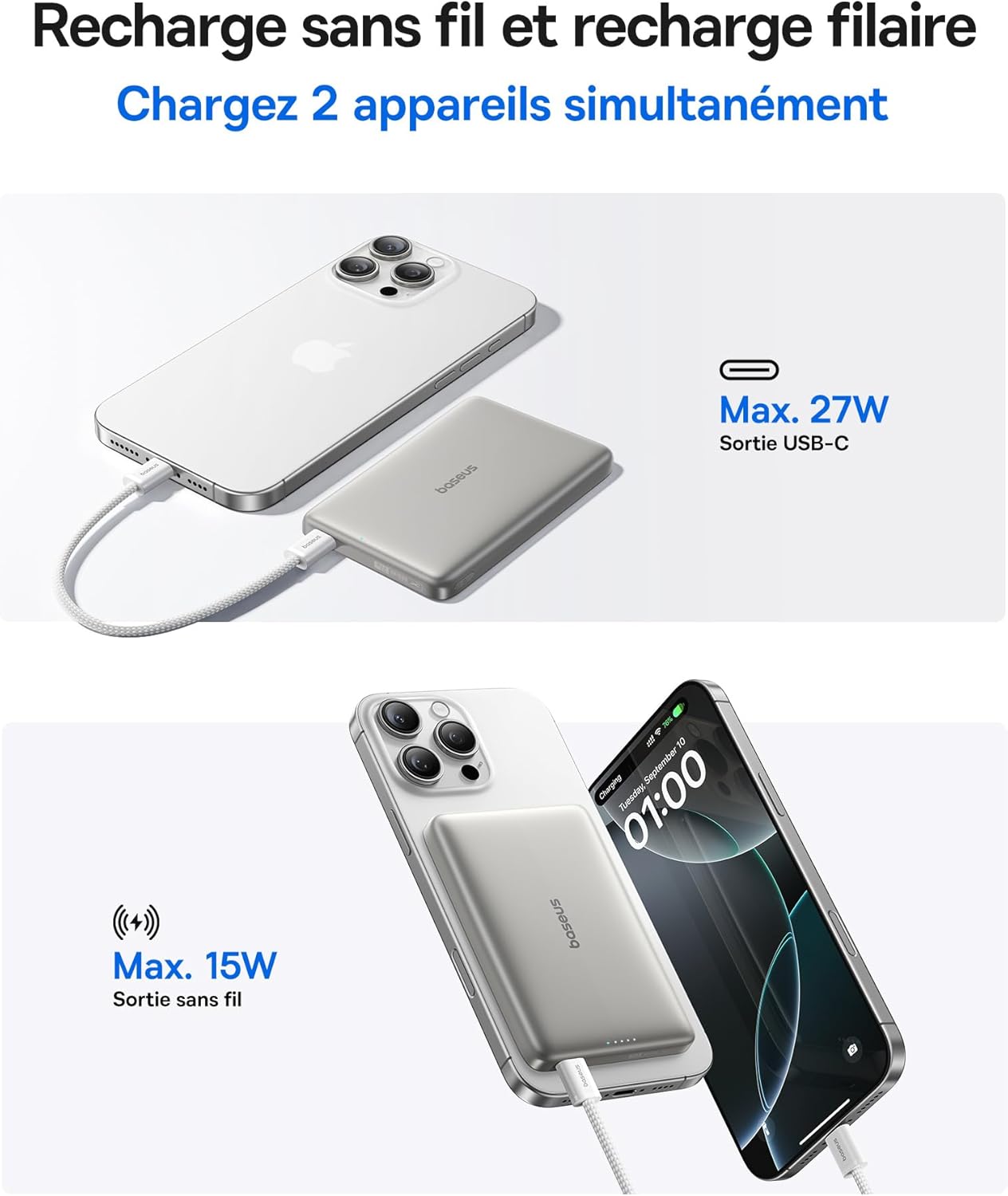 Thumbnail 4 de Baseus Picogo Powerbank 10000mAh Qi2 MagSafe – Ultra-fin, Charge rapide et Magnétique