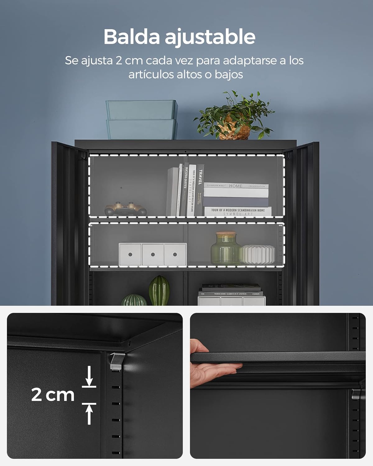 Thumbnail 5 de SONGMICS Gabinete Metal de Garaje 5 Estantes con Puertas 🛠