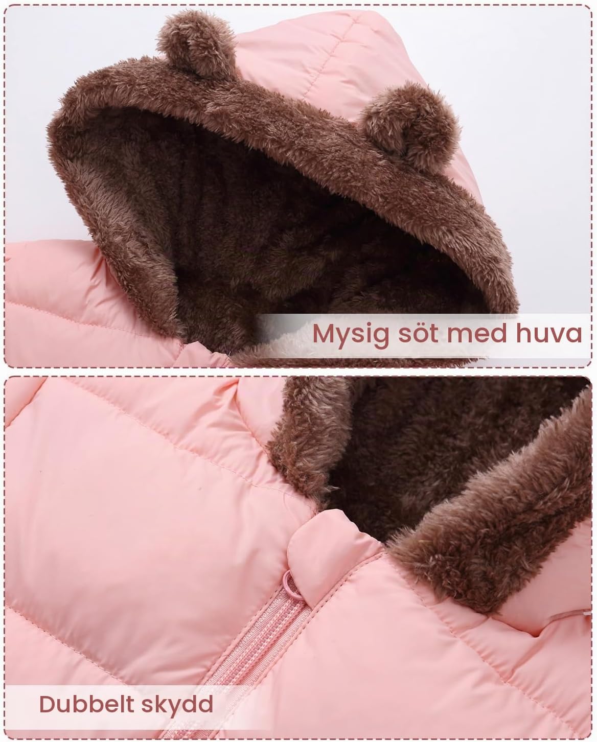 Detalle 2 de JiAmy vinteroverall för baby, fleecefodrad med dragkedja, 6–24 månader