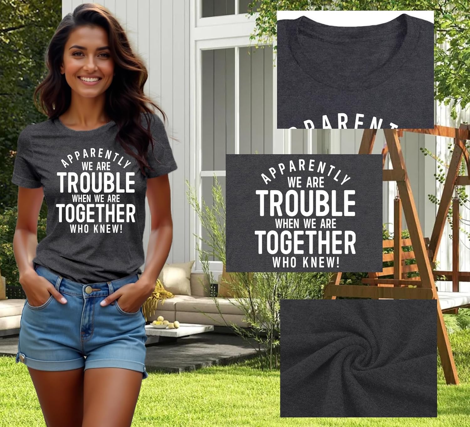 Detalle de Qskall Best Friend T‑Shirt for Women – Bestie Tee