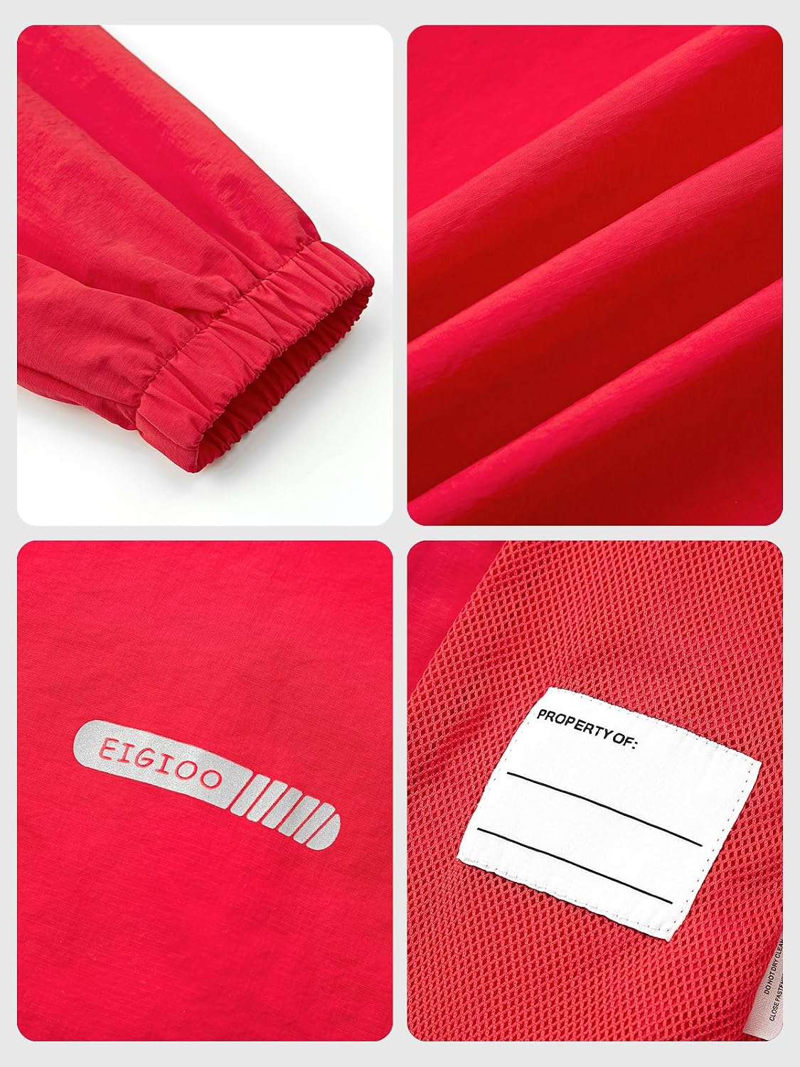 Detalle de EIGIOO Kids’ Hooded Windbreaker, Packable 100% Nylon Rain Jacket