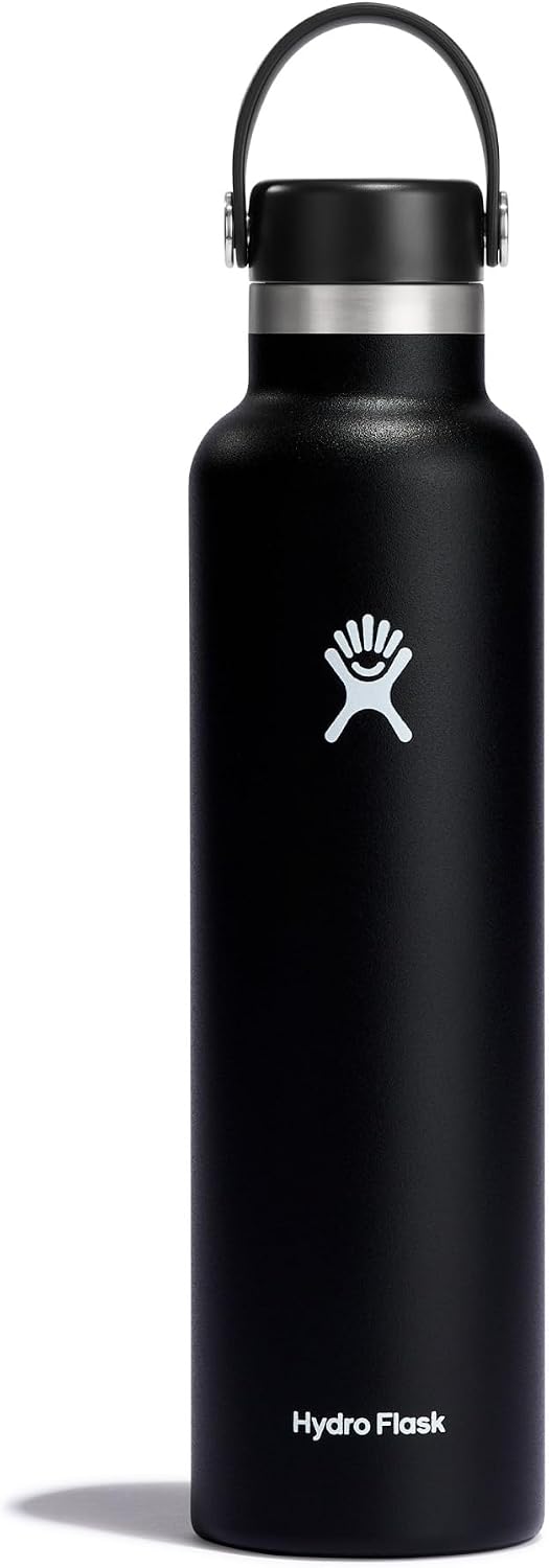 Detalle de Hydro Flask Wasserflasche 709 ml – vakuumisoliert, auslaufsicherer Deckel, Standardmundöffnung, Schwarz