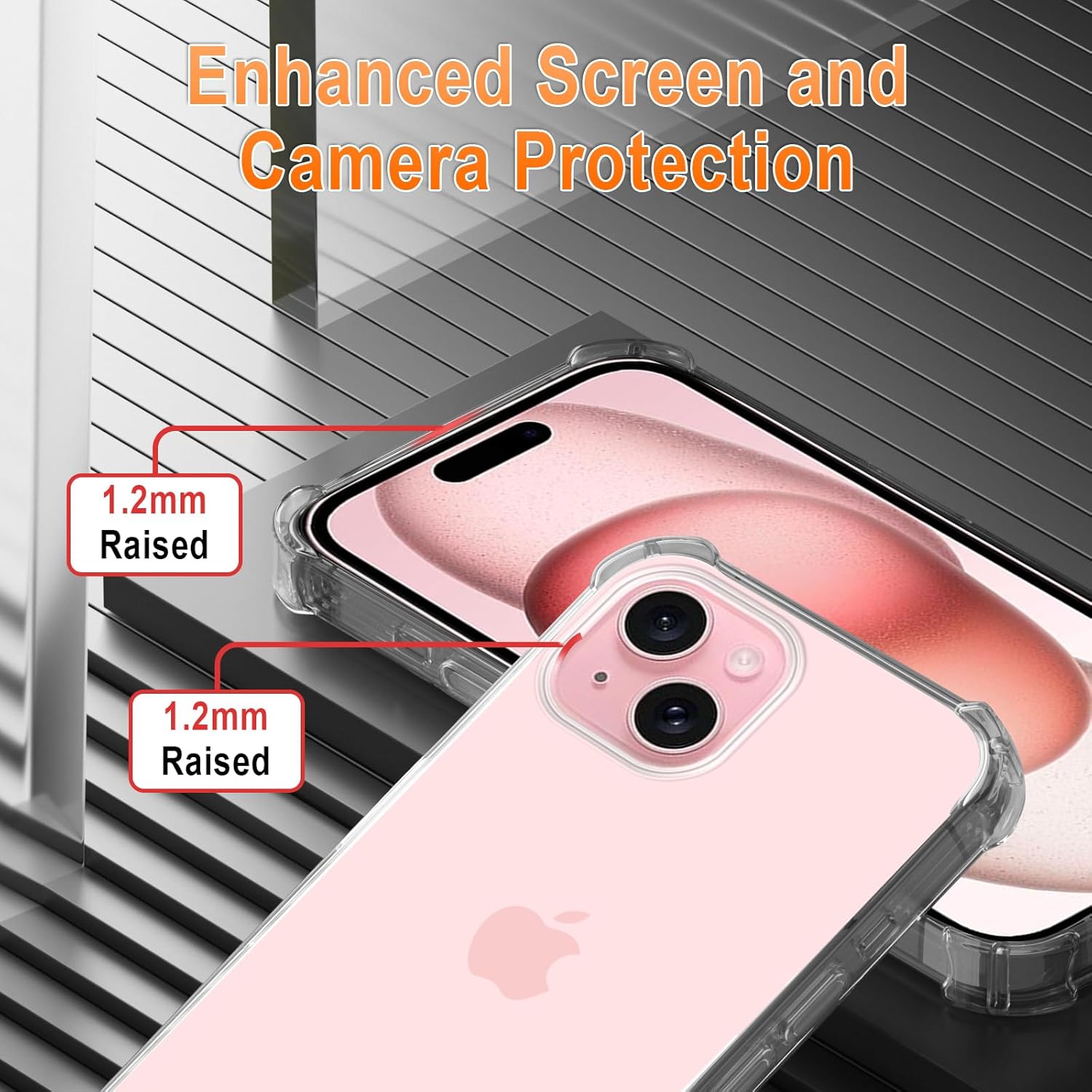 Thumbnail 4 de XTCASE Coque iPhone 15 avec Cordon - Étui transparent avec collier tressé en corde, Or Rose