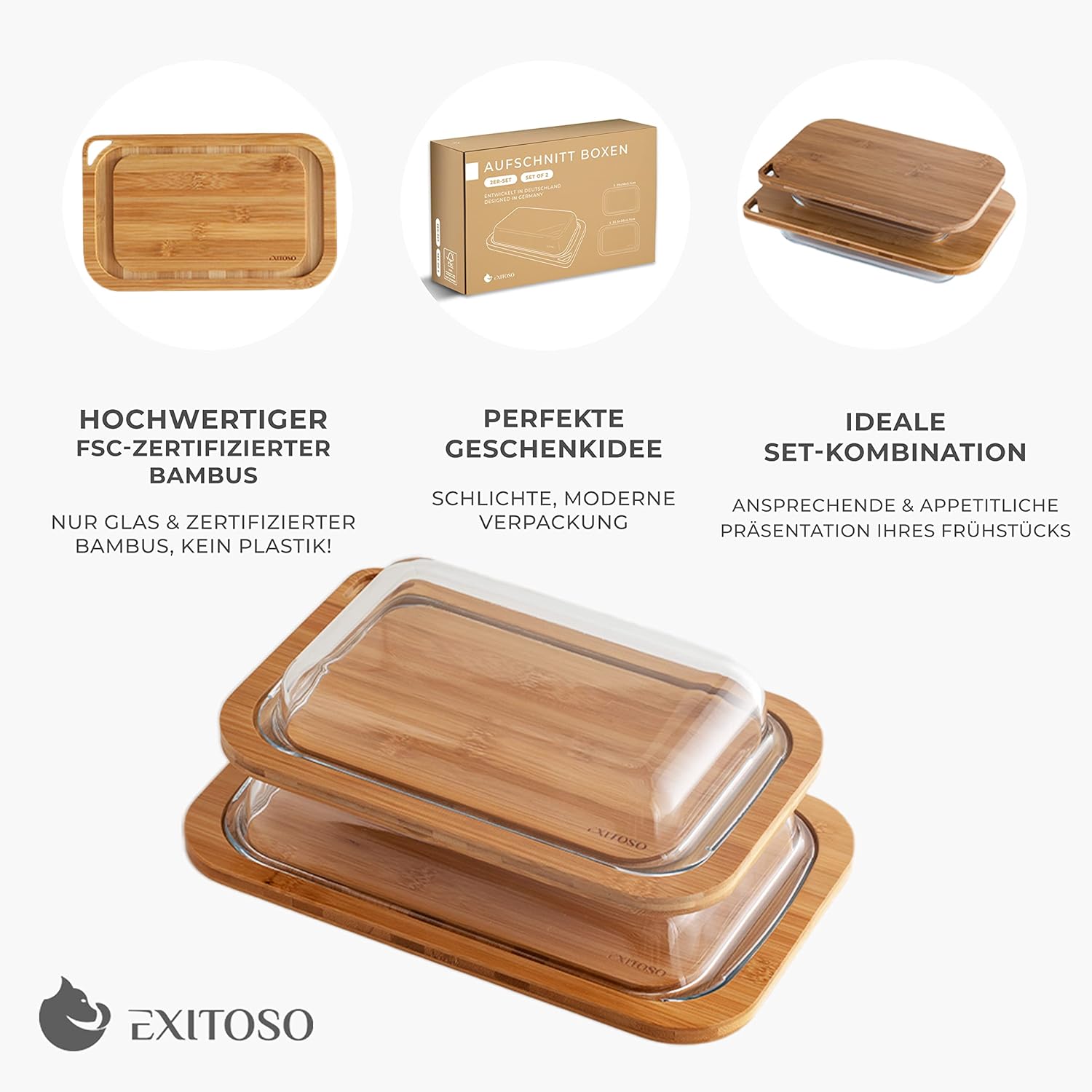 Thumbnail 3 de Exitoso Juego de Cajas para Untar de Bambú y Cristal 🥣