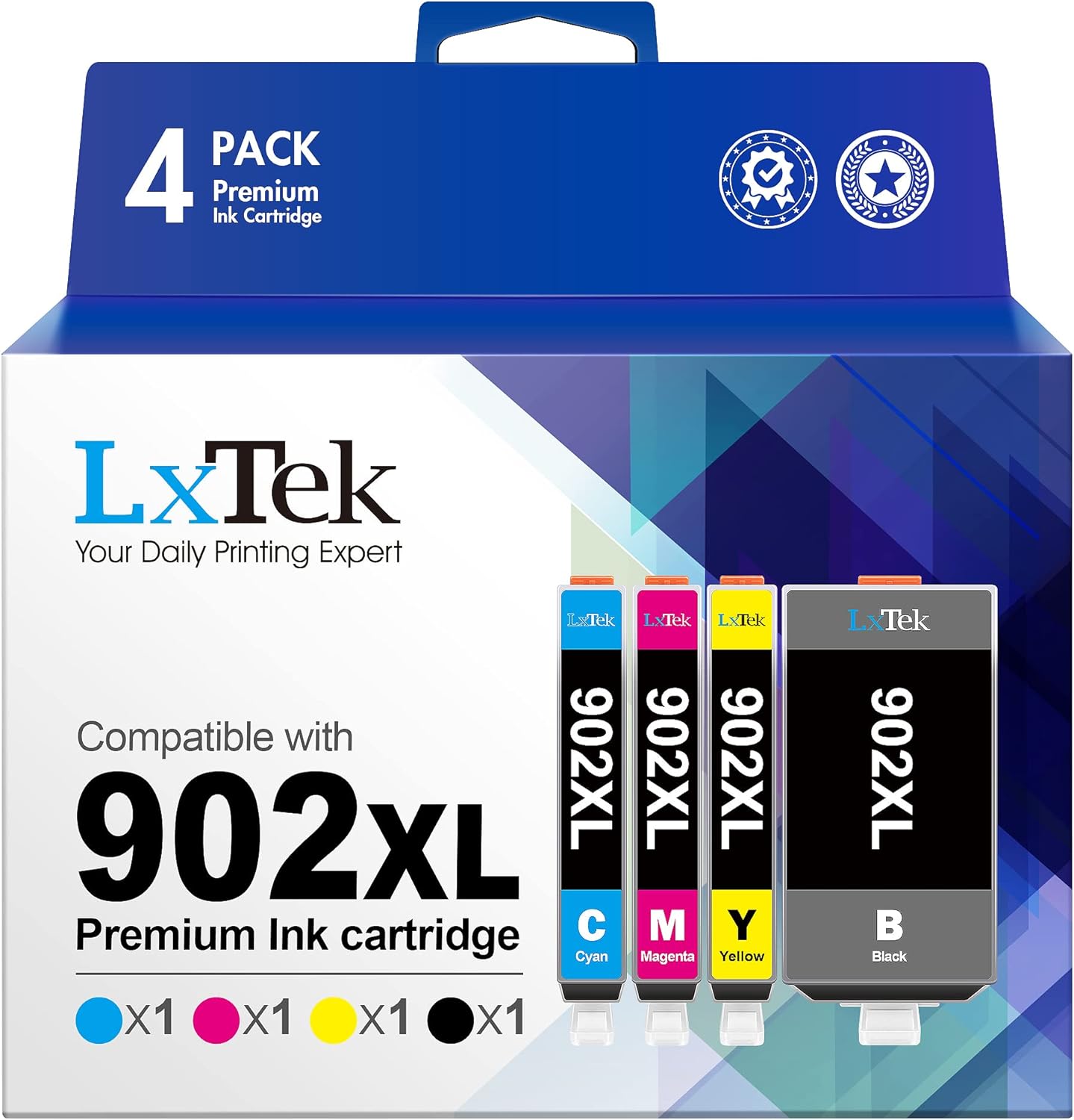Detalle de LxTek 902XL Ink Cartridge Combo Pack, Compatible 4-Pack for HP OfficeJet