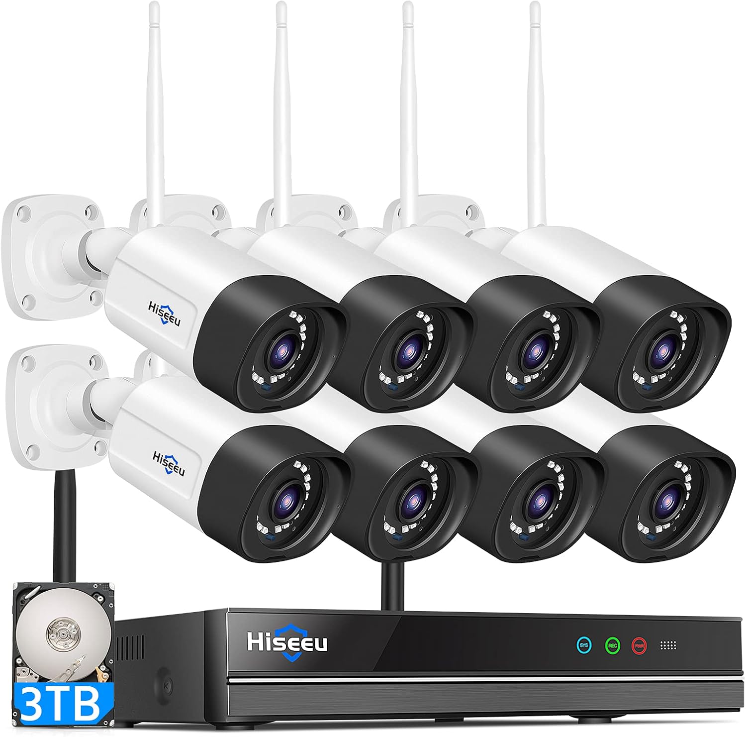 Detalle de Hiseeu 5MP WiFi-Pro 8-Cam Kit 3TB