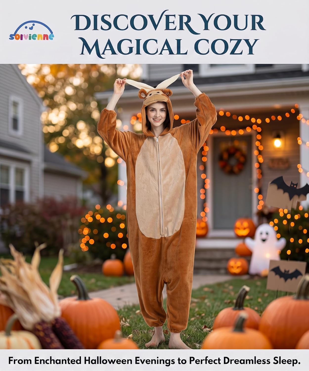 Thumbnail 6 de Solvienne Adult Onesie Halloween Costume, Plush Zip-Up Pajamas with Pockets