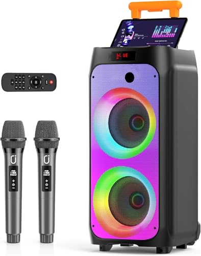 Detalle de JYX Karaoke: Sistema PA portatile con 2 microfoni wireless, 800W e luci RGB