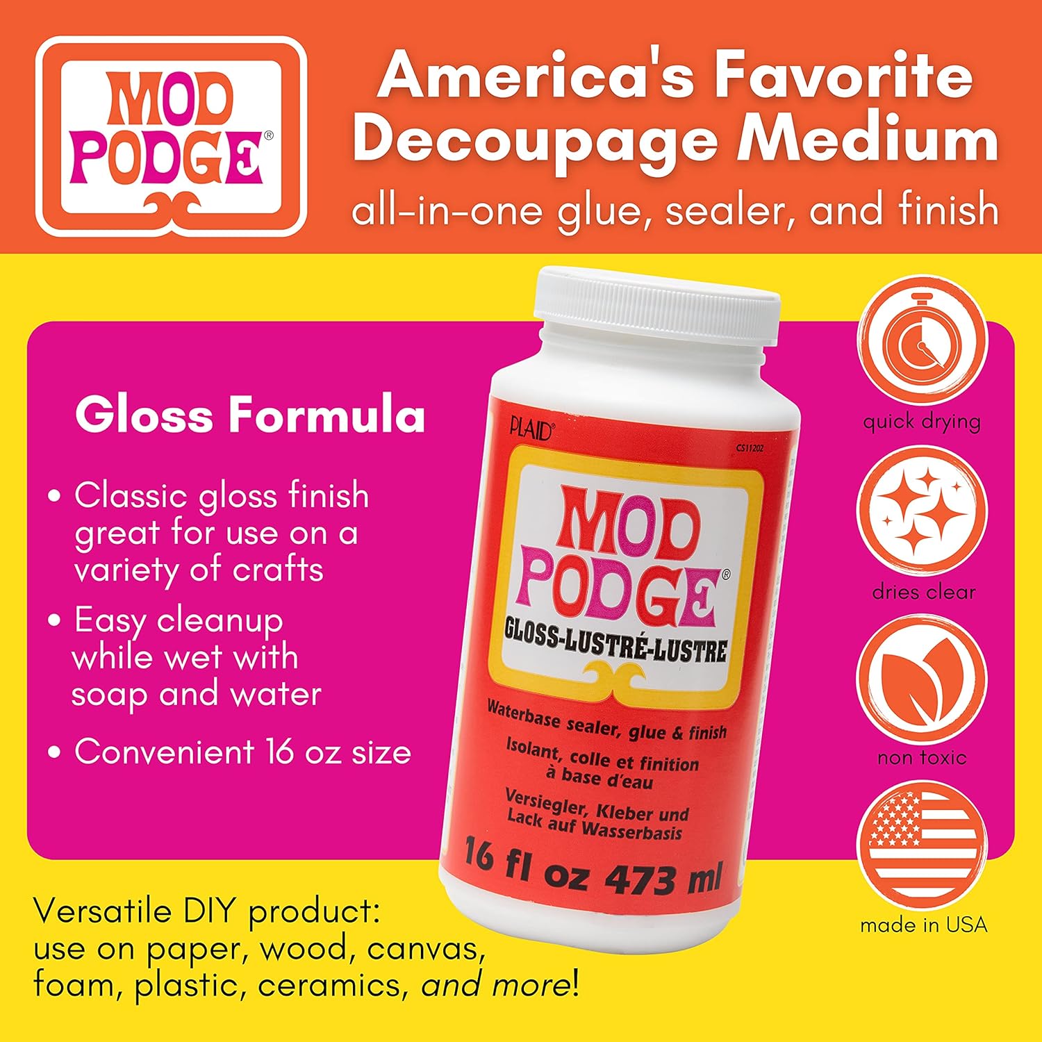 Thumbnail 1 de MOD PODGE Mod Podge Gloss 473ml, colle et vernis brillants