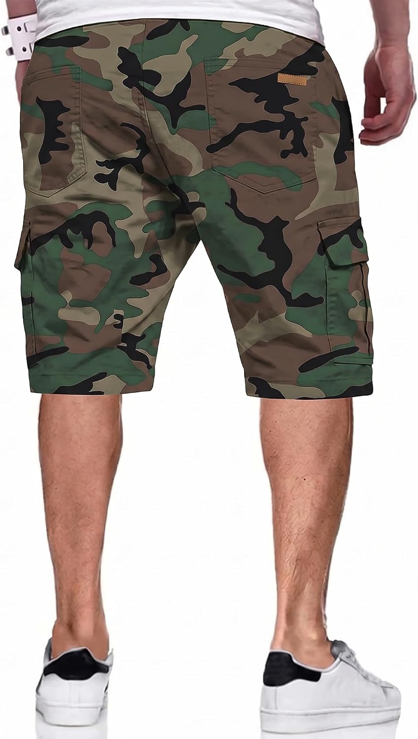 Detalle de JMIERR Mens Casual Cotton Twill Cargo Shorts: Classic Comfort with 6 Pockets