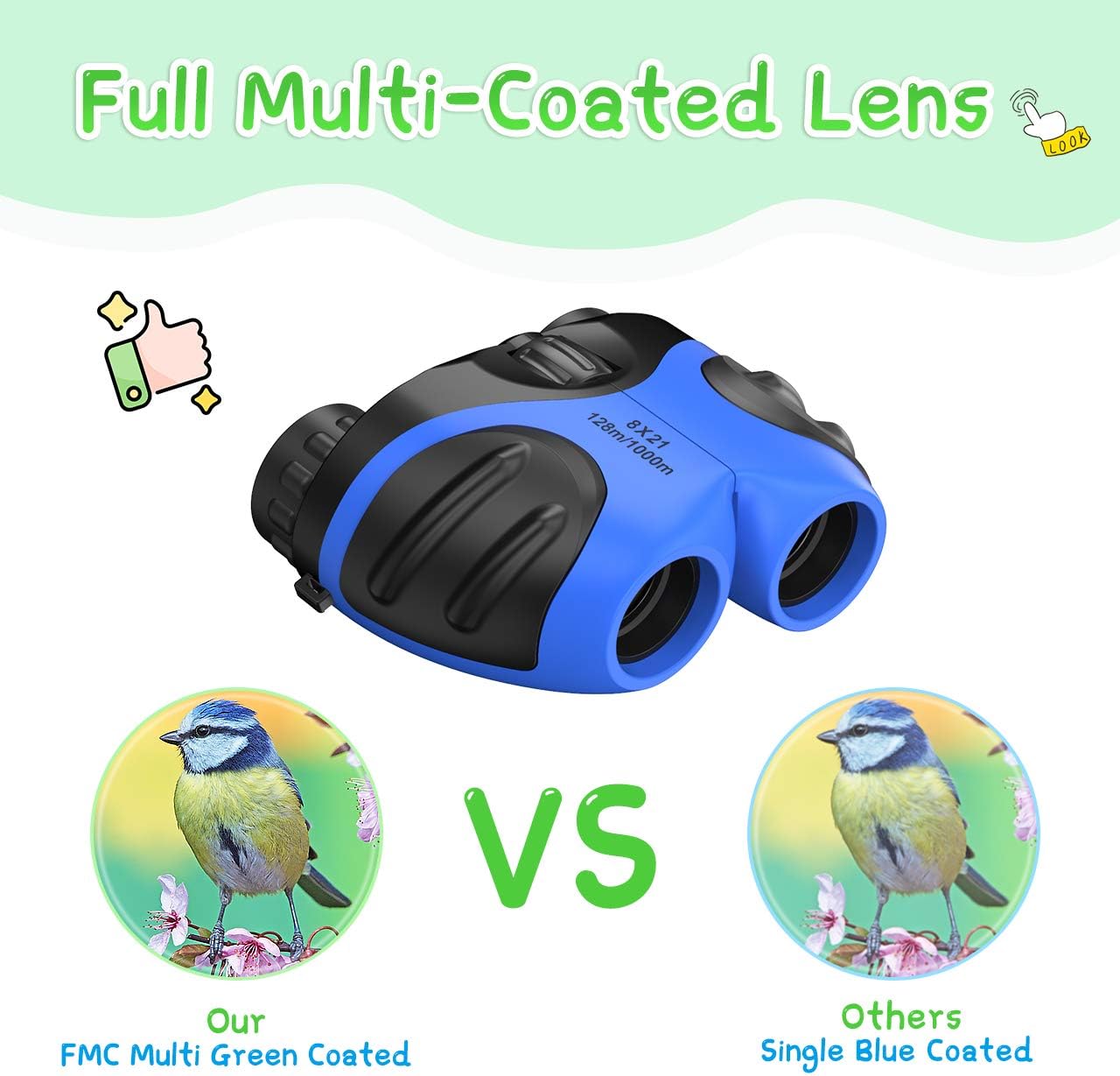 Thumbnail 4 de EUTOYZ Binoculars for Kids (8X) – Outdoor learning toys for ages 3–10, Blue